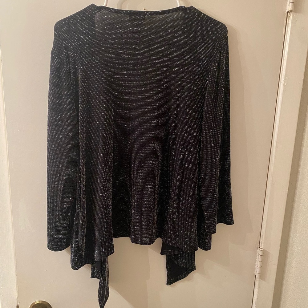 Chico's Black Asymmetrical Shine Cardigan